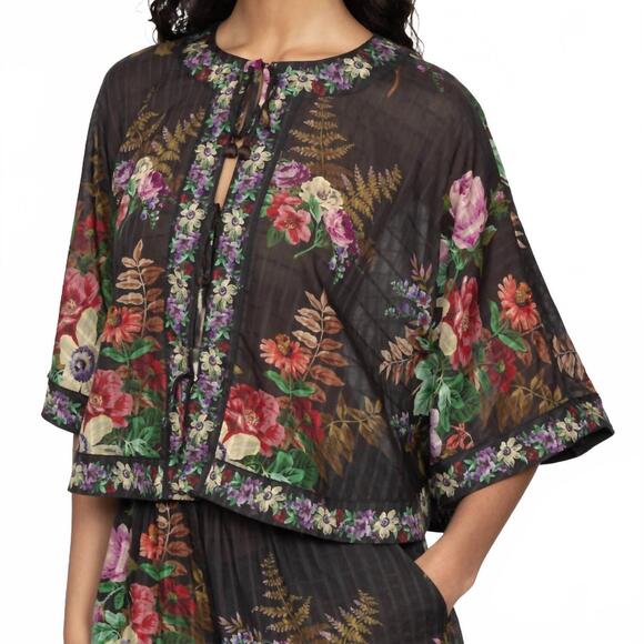 NEW SEA viktoria print tie front top in multi